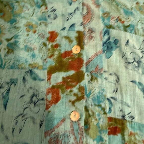 Coldwater Creek boho brilliant Blue and Green Paisley Shirt - Picture 5 of 6